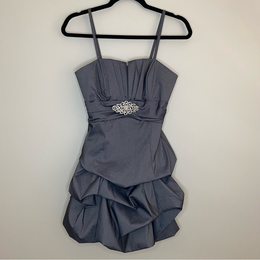 Short Gray Spaghetti Strap Prom Dress Size Small Fanny Fashion USA